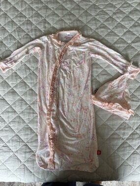 Magnetic Me Pink Floral Ruffle Magnetic Gown with Matching Cap